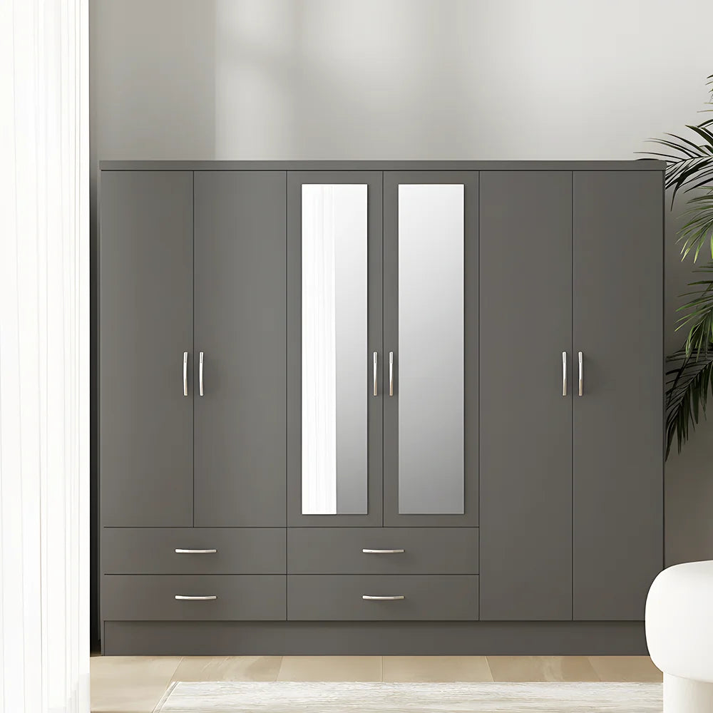 Maison Wardrobe- 6 Doors + Shelf + Divider