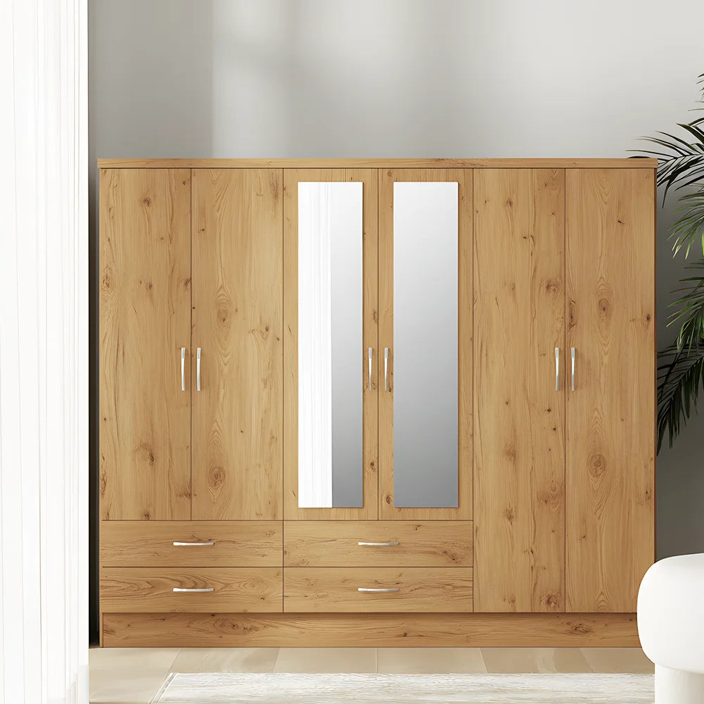 Maison Wardrobe- 6 Doors + Shelf + Divider