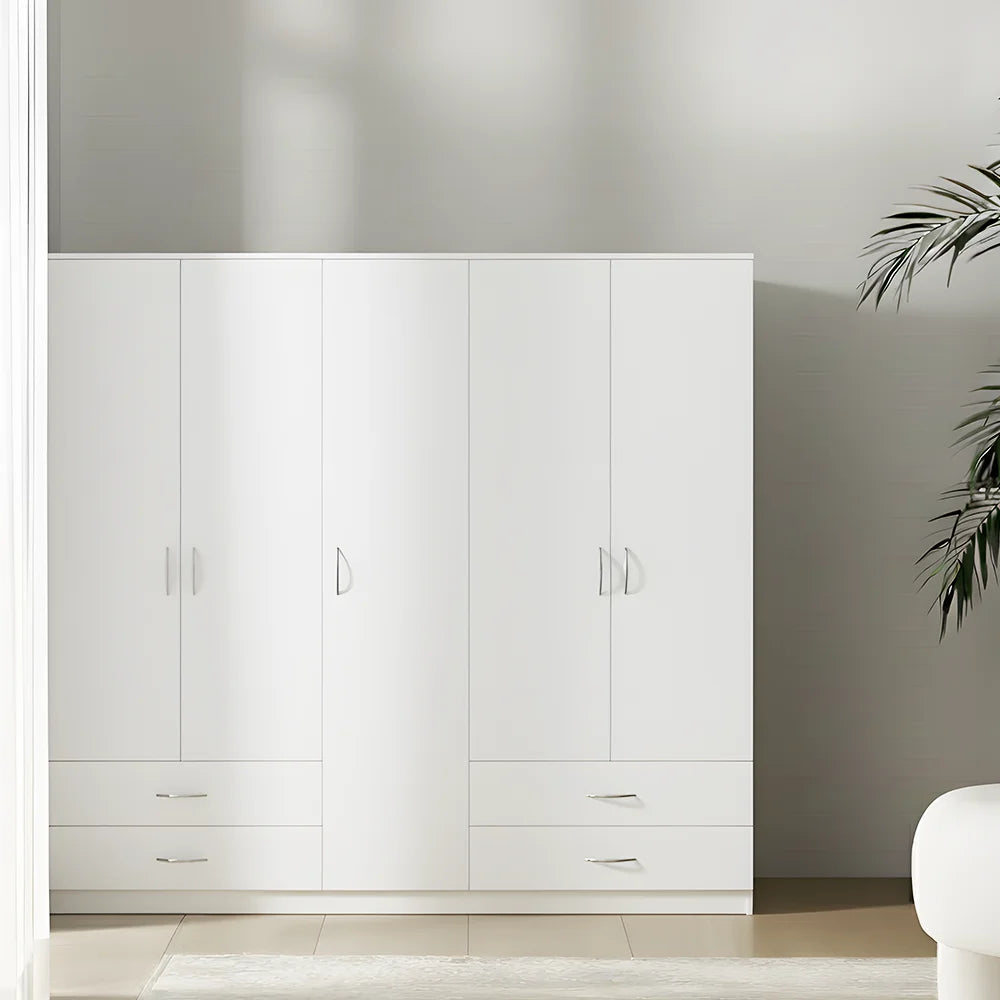 Maison Wardrobe - 5 Door+Railing+Shelves