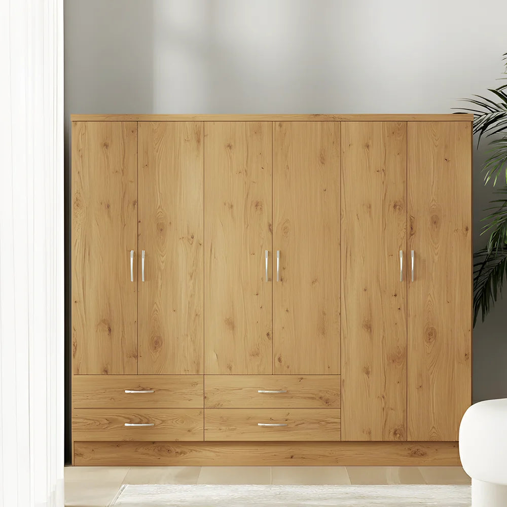 Maison Wardrobe - 6 Door+Railing+shelves+divider