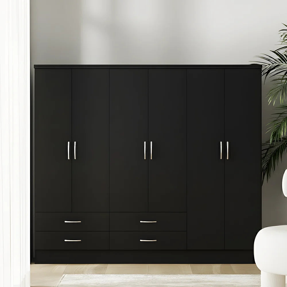 Maison Wardrobe - 6 Door+Railing+shelves+divider