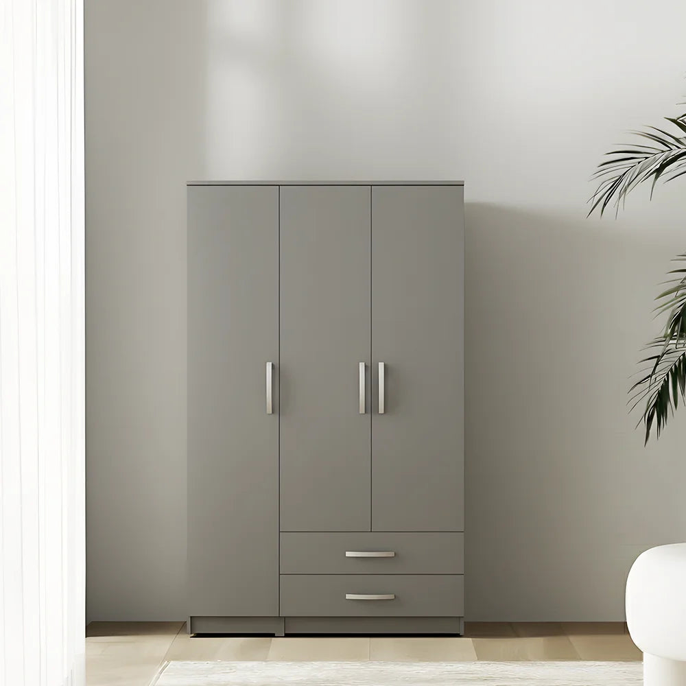 Maison Wardrobe - 3 Door+Railing+Shelves