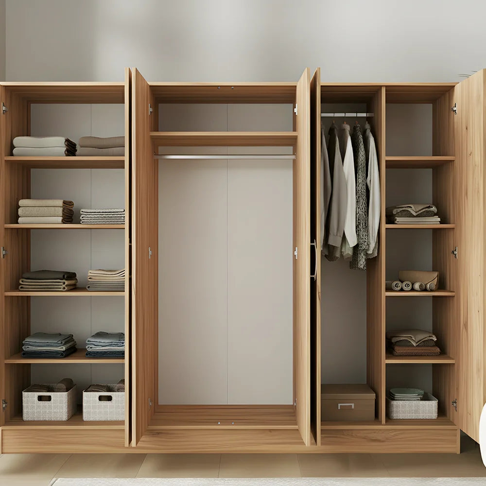Maison Wardrobe - 6 Door+Railing+shelves+divider