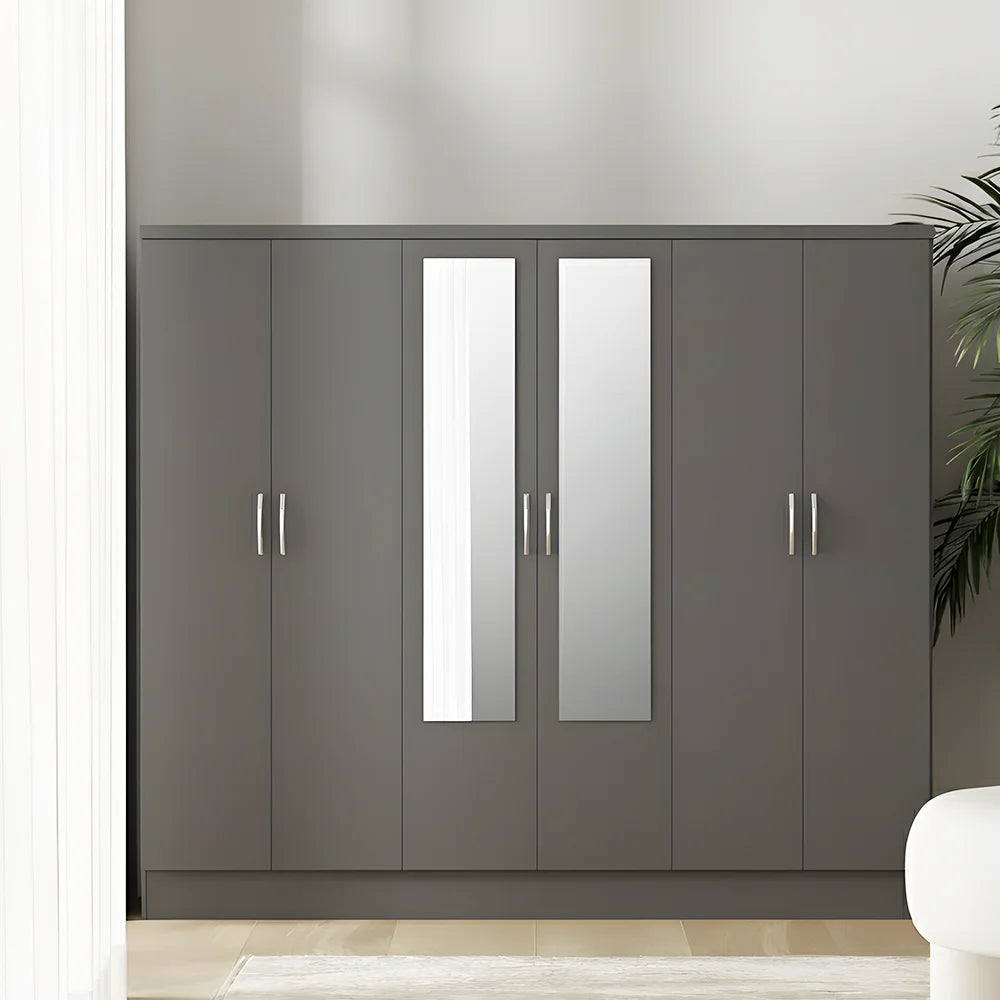 Maison Wardrobe- 6 Doors + Shelf + Divider