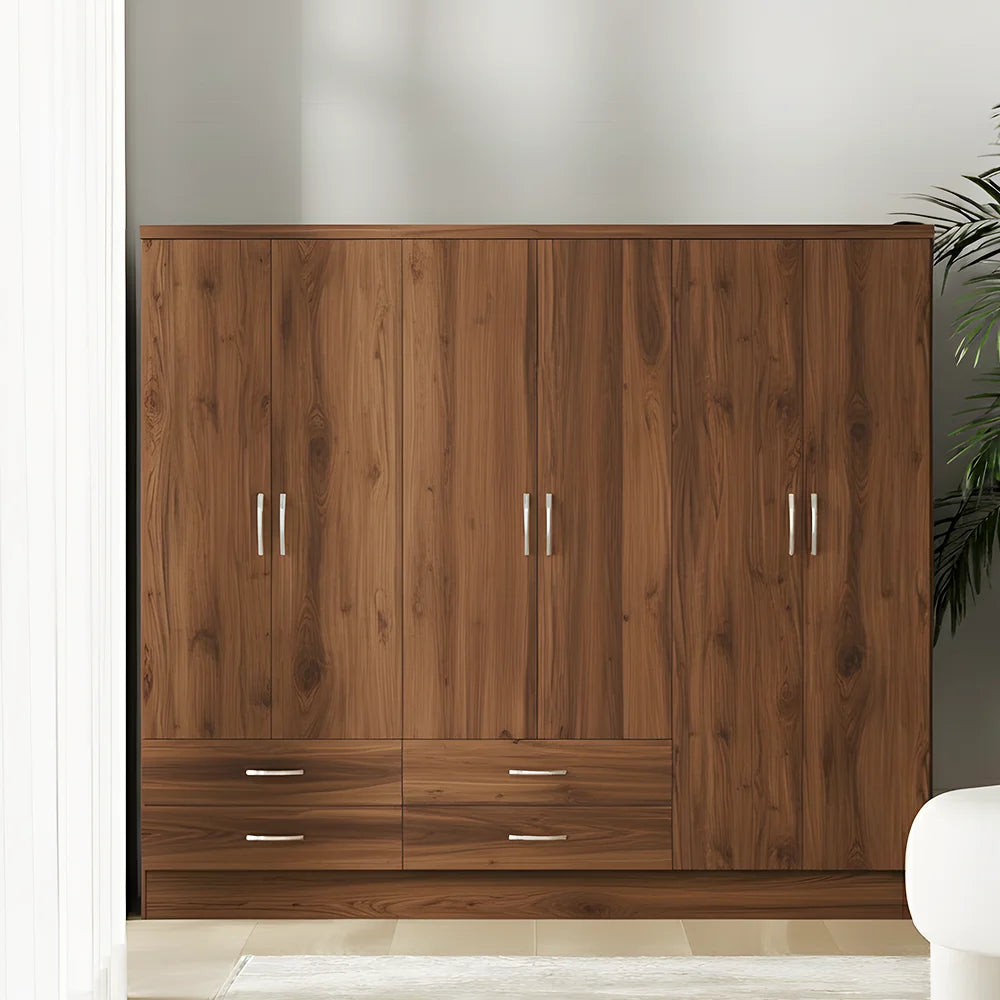 Maison Wardrobe - 6 Door+Railing+shelves+divider