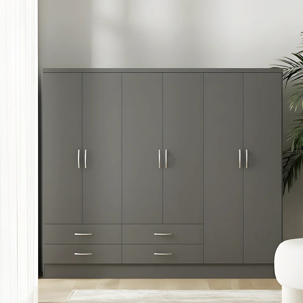 Maison Wardrobe - 6 Door+Railing+shelves+divider