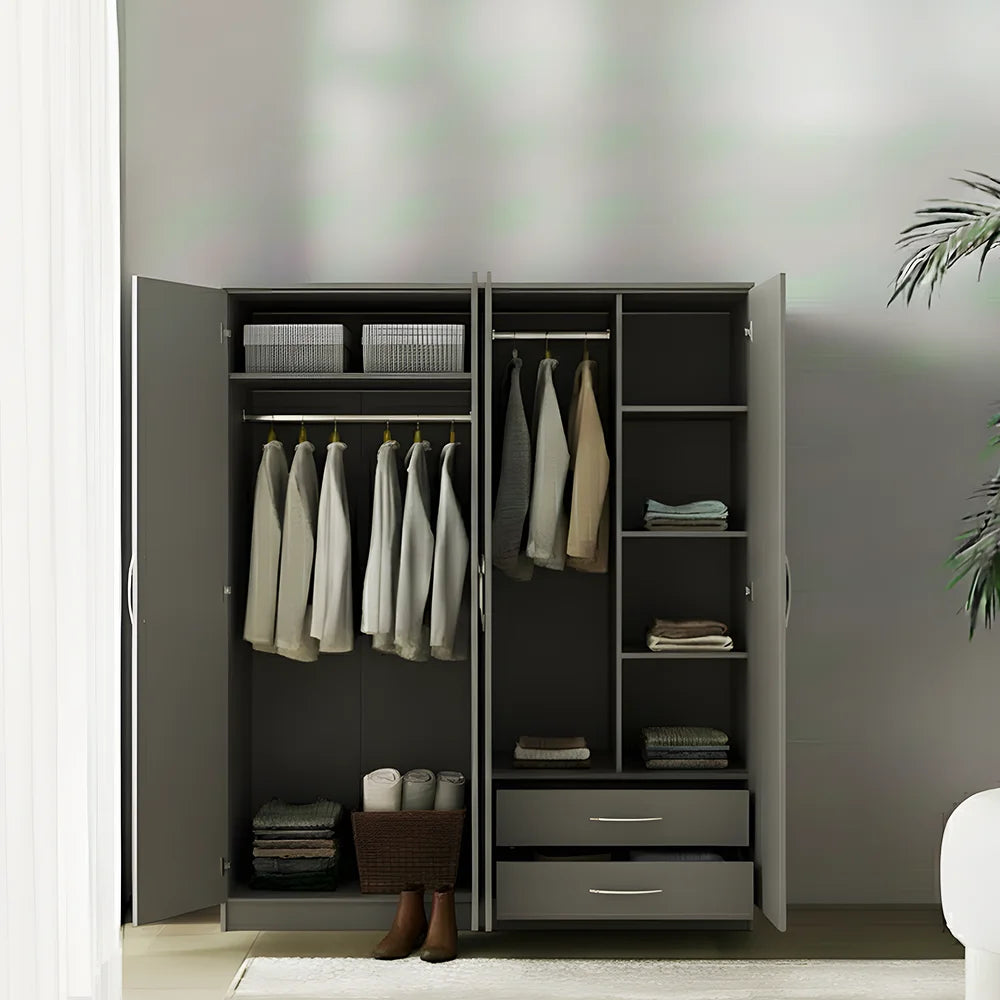 Maison Wardrobe - 4 Door+Railing+Divider