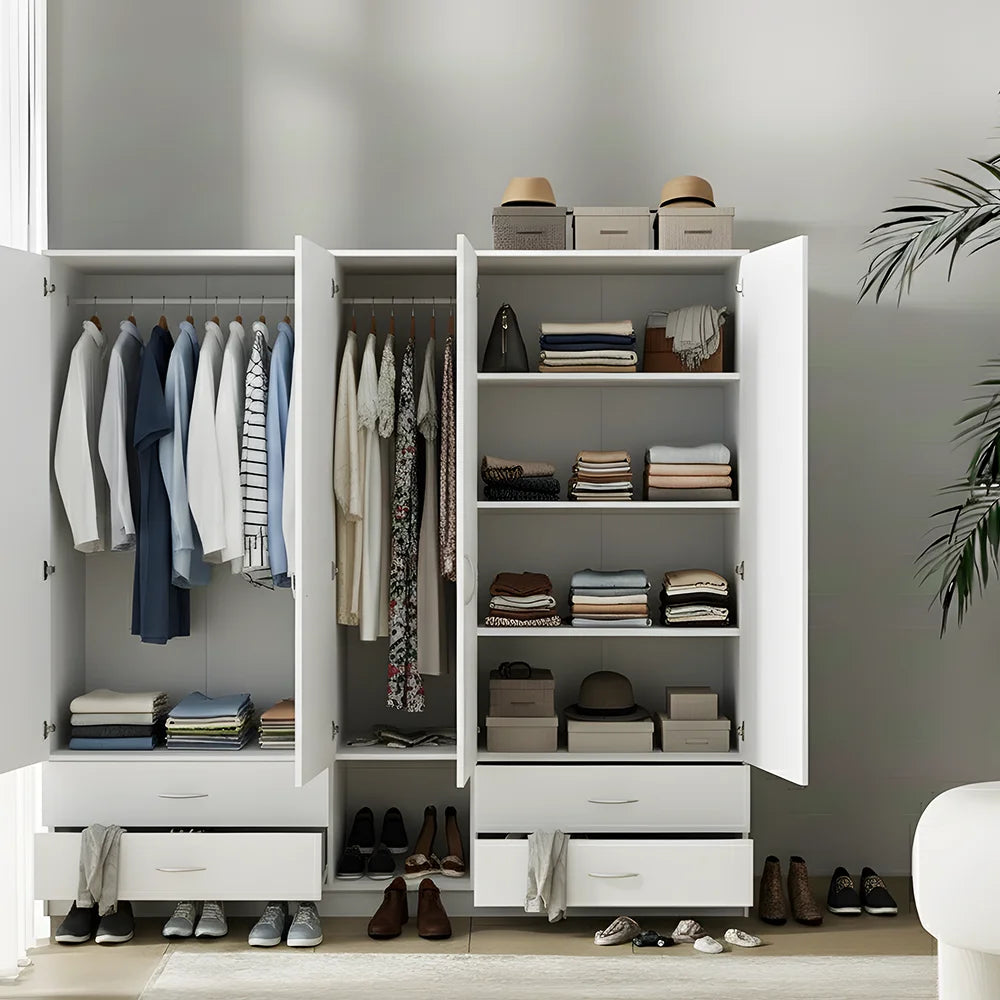 Maison Wardrobe - 5 Door+Railing+Shelves