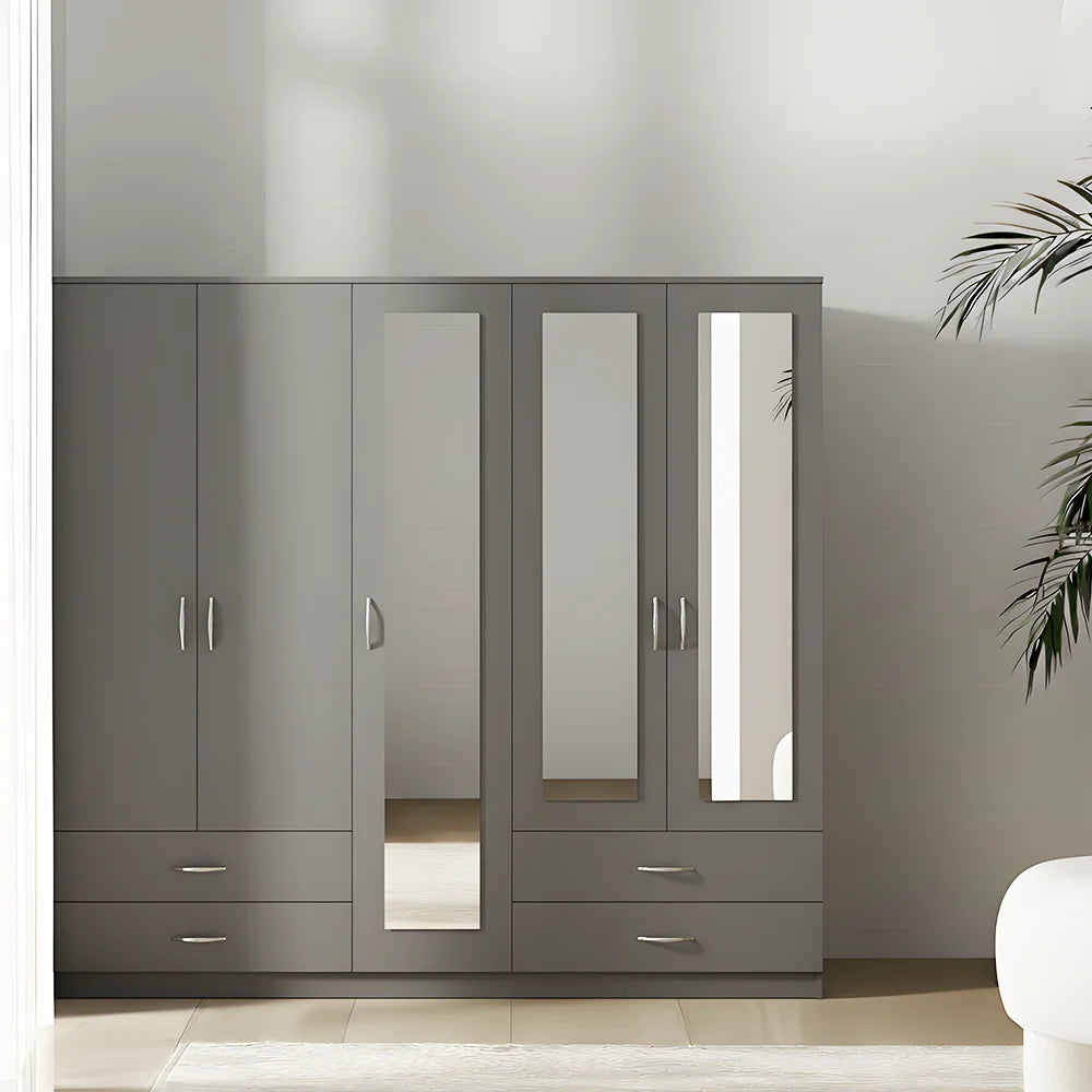 Maison Wardrobe- 5 Doors + Shelf + Divider