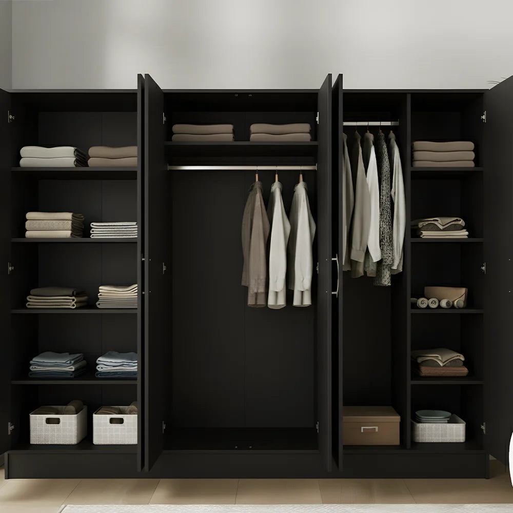 Maison Wardrobe - 6 Door+Railing+shelves+divider