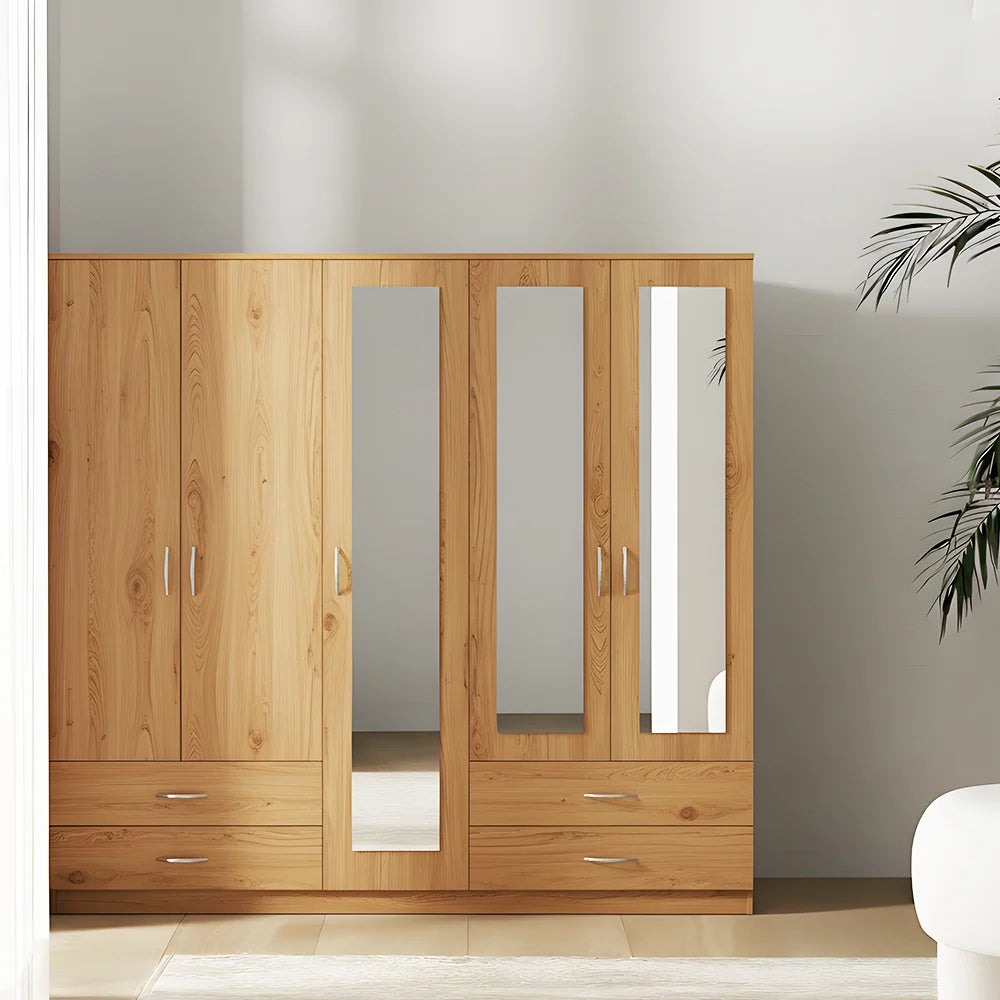 Maison Wardrobe- 5 Doors + Shelf + Divider