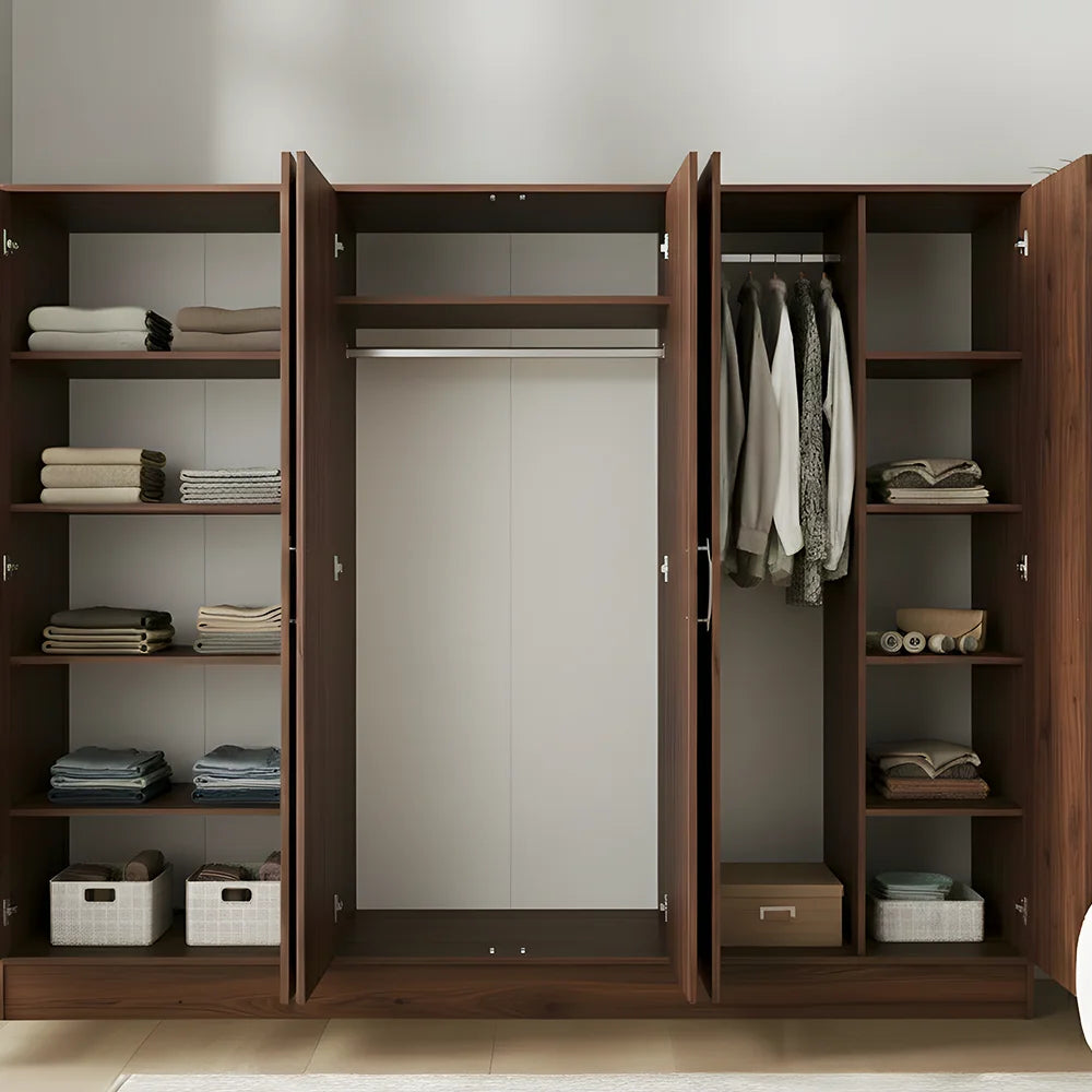 Maison Wardrobe - 6 Door+Railing+shelves+divider
