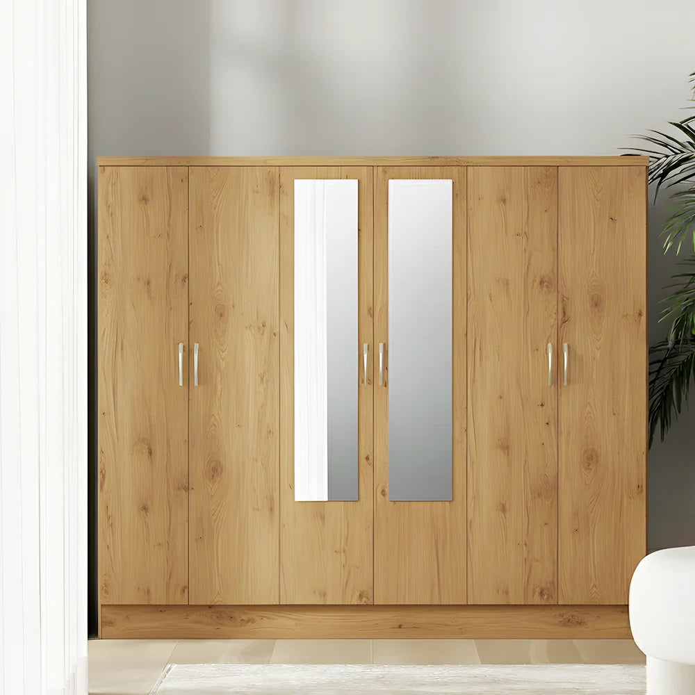 Maison Wardrobe - 6 Door+Railing+shelves+divider