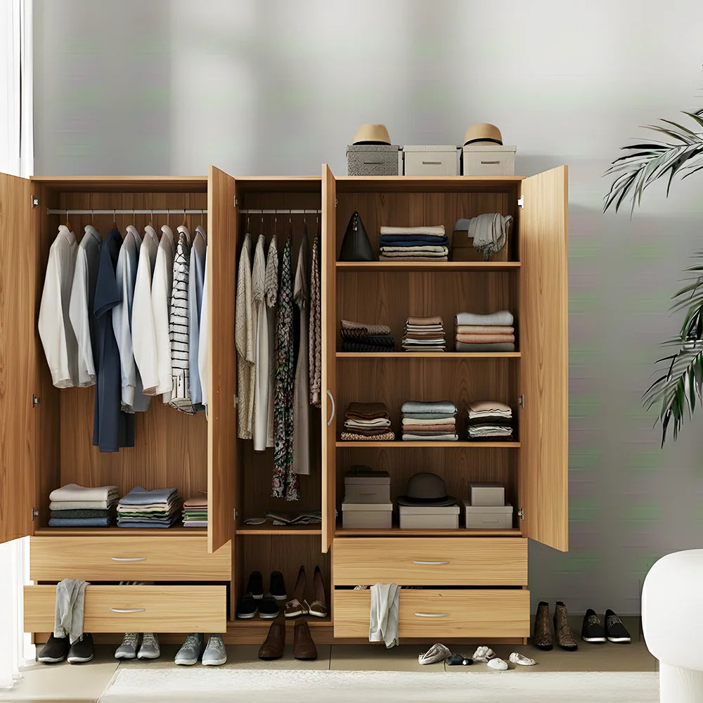 Maison Wardrobe - 5 Door+Railing+Shelves