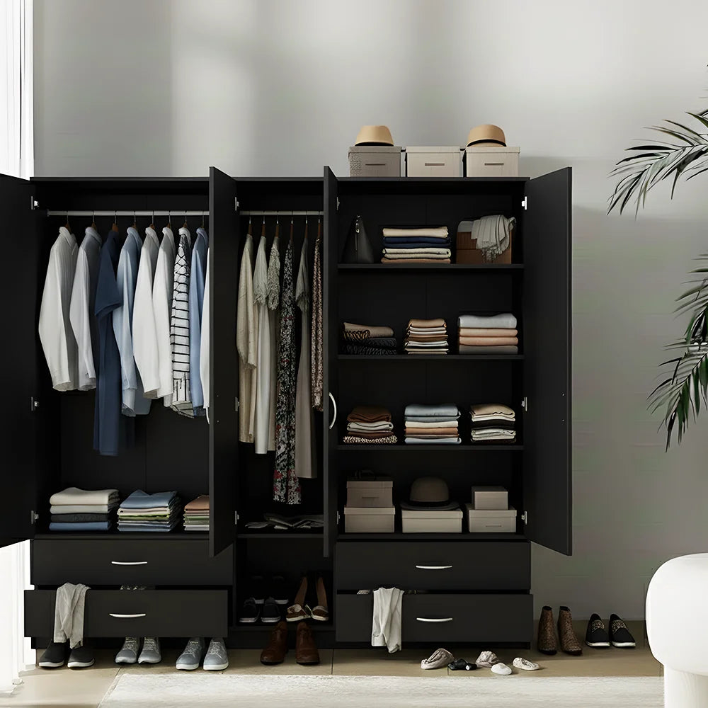 Maison Wardrobe - 5 Door+Railing+Shelves