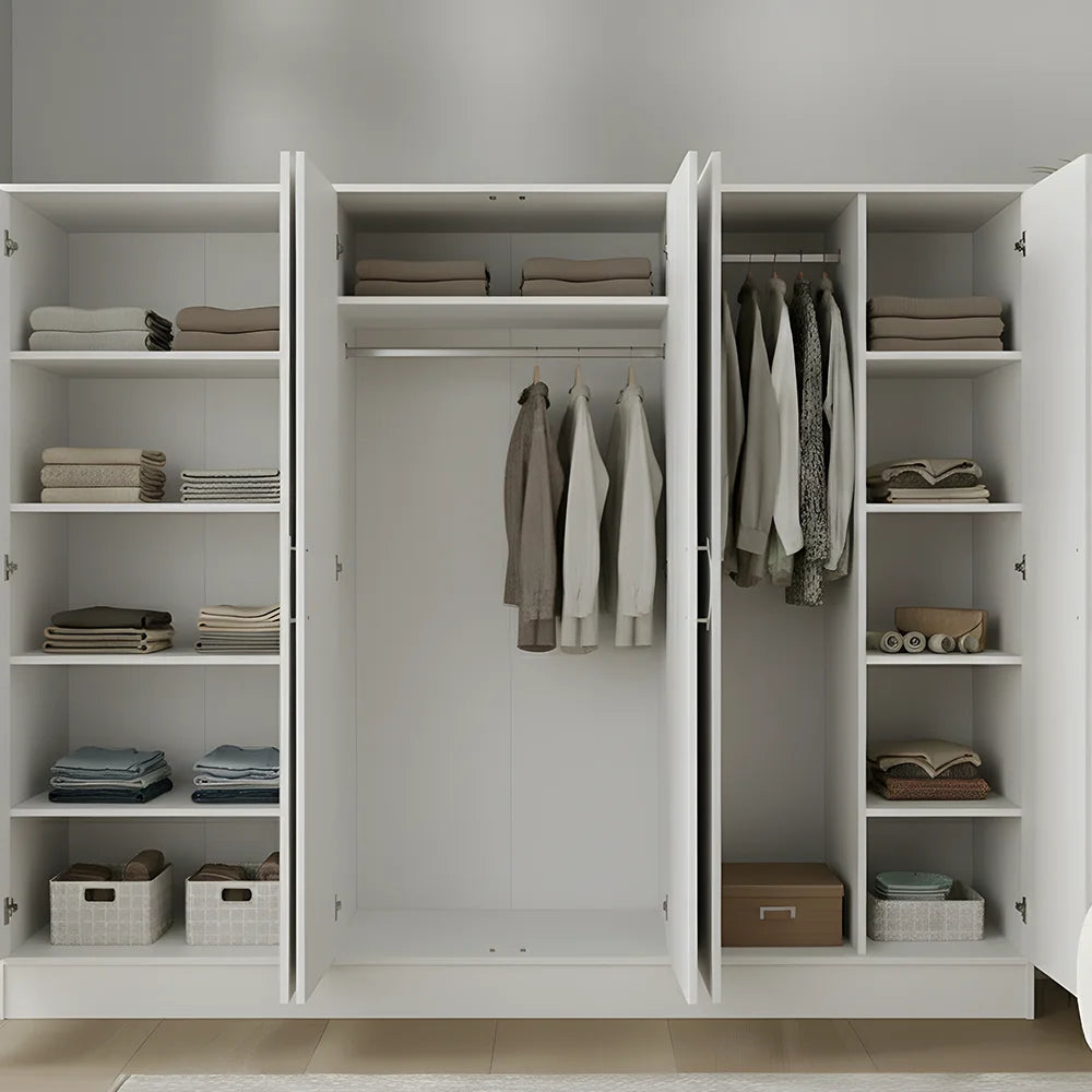 Maison Wardrobe - 6 Door+Railing+shelves+divider