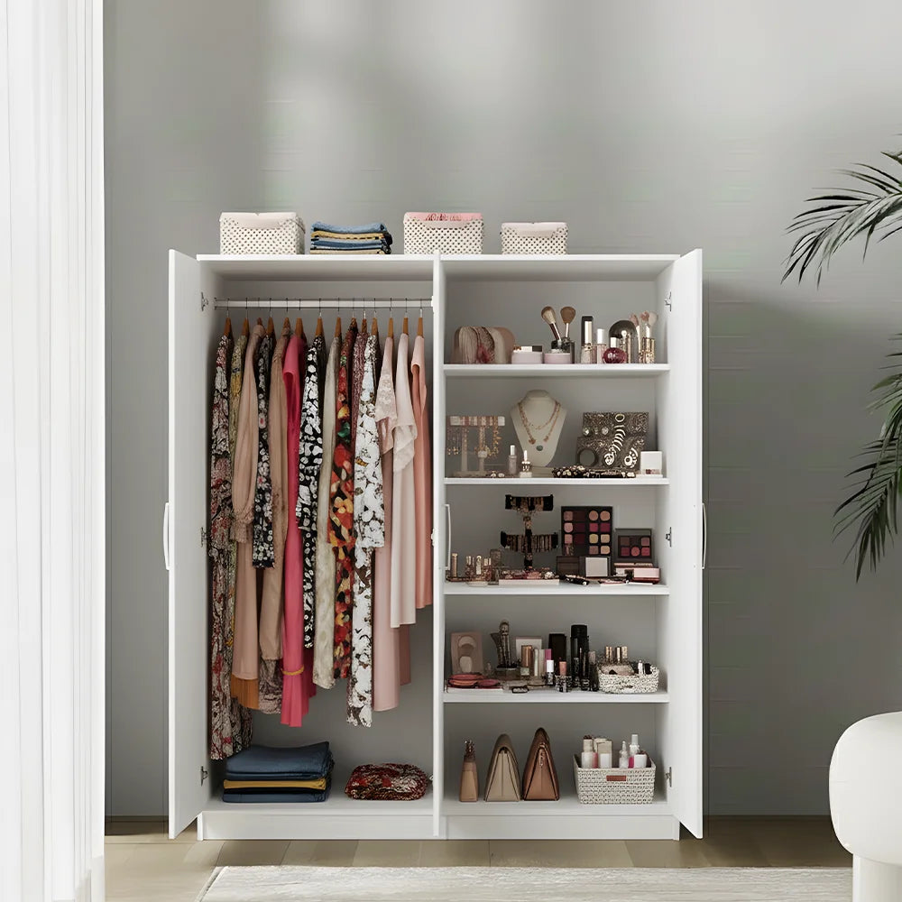 Maison Wardrobe - 4 Door+Railing+Shelves
