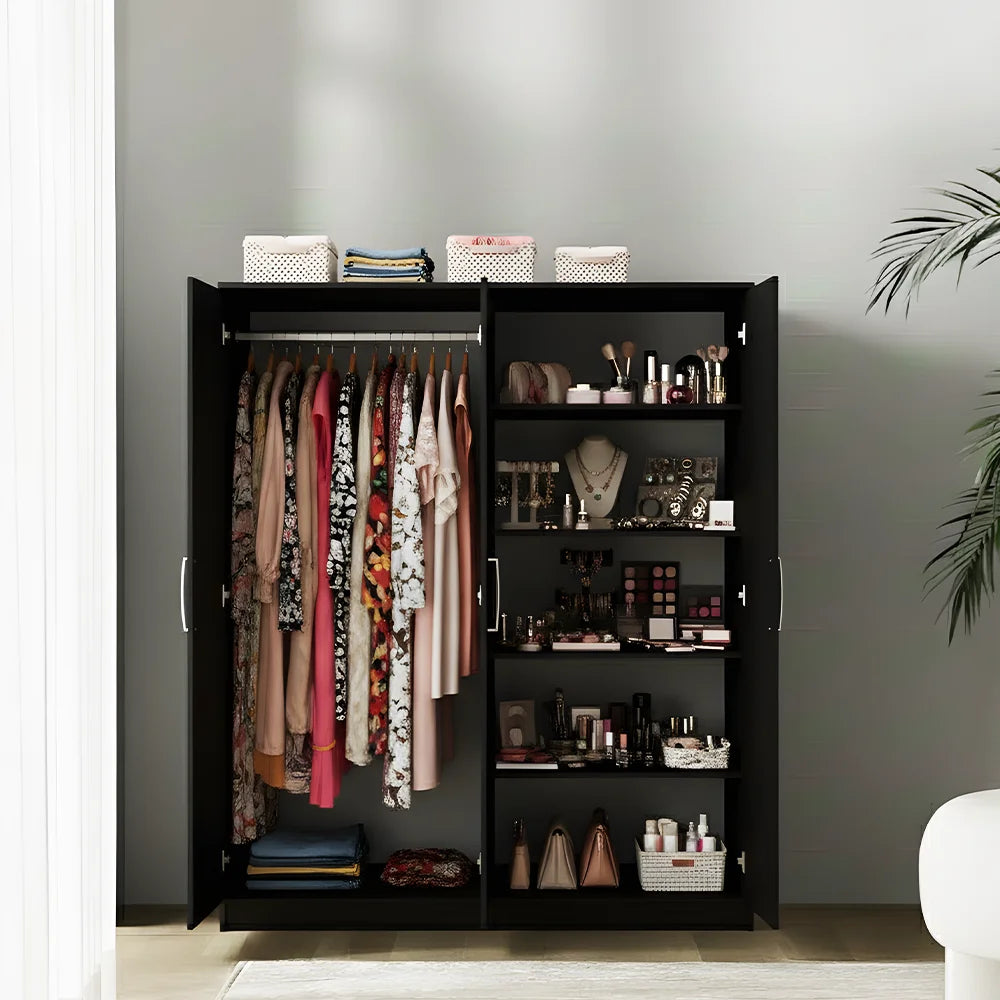 Maison Wardrobe - 4 Door+Railing+Shelves