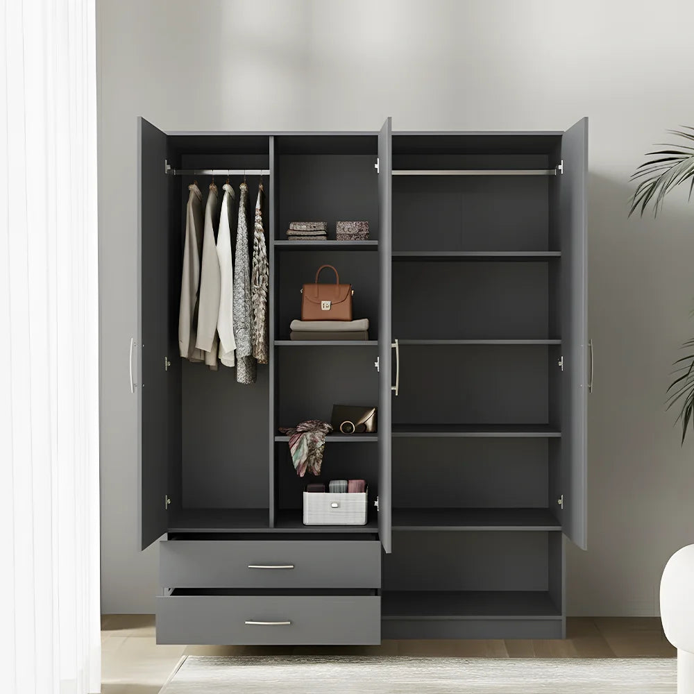 Maison Wardrobe - 4 Door+Divider+Shelves