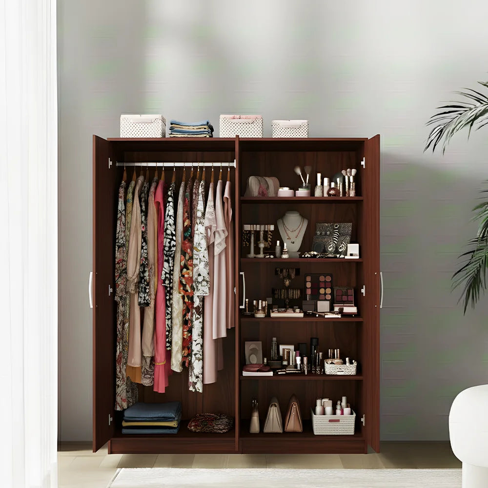 Maison Wardrobe - 4 Door+Railing+Shelves